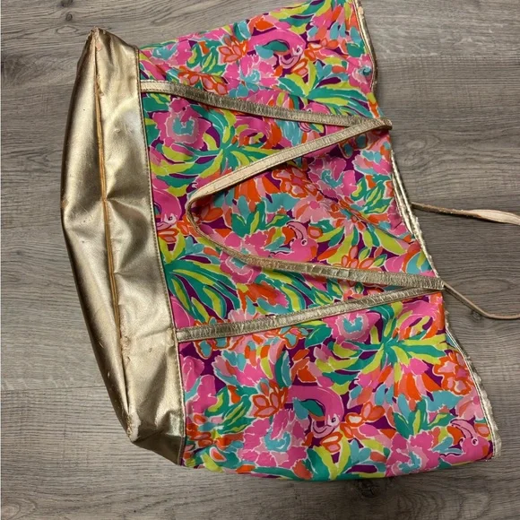 Lilly Pulitzer Colorful Floral Tote with Gold Trim - Picture 5 of 6